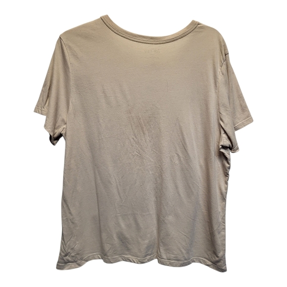 Zoe + Liv Tan & Orange Short Sleeve Tee w/ Butterflies and Floral Design-Size XL - Picture 2 of 3